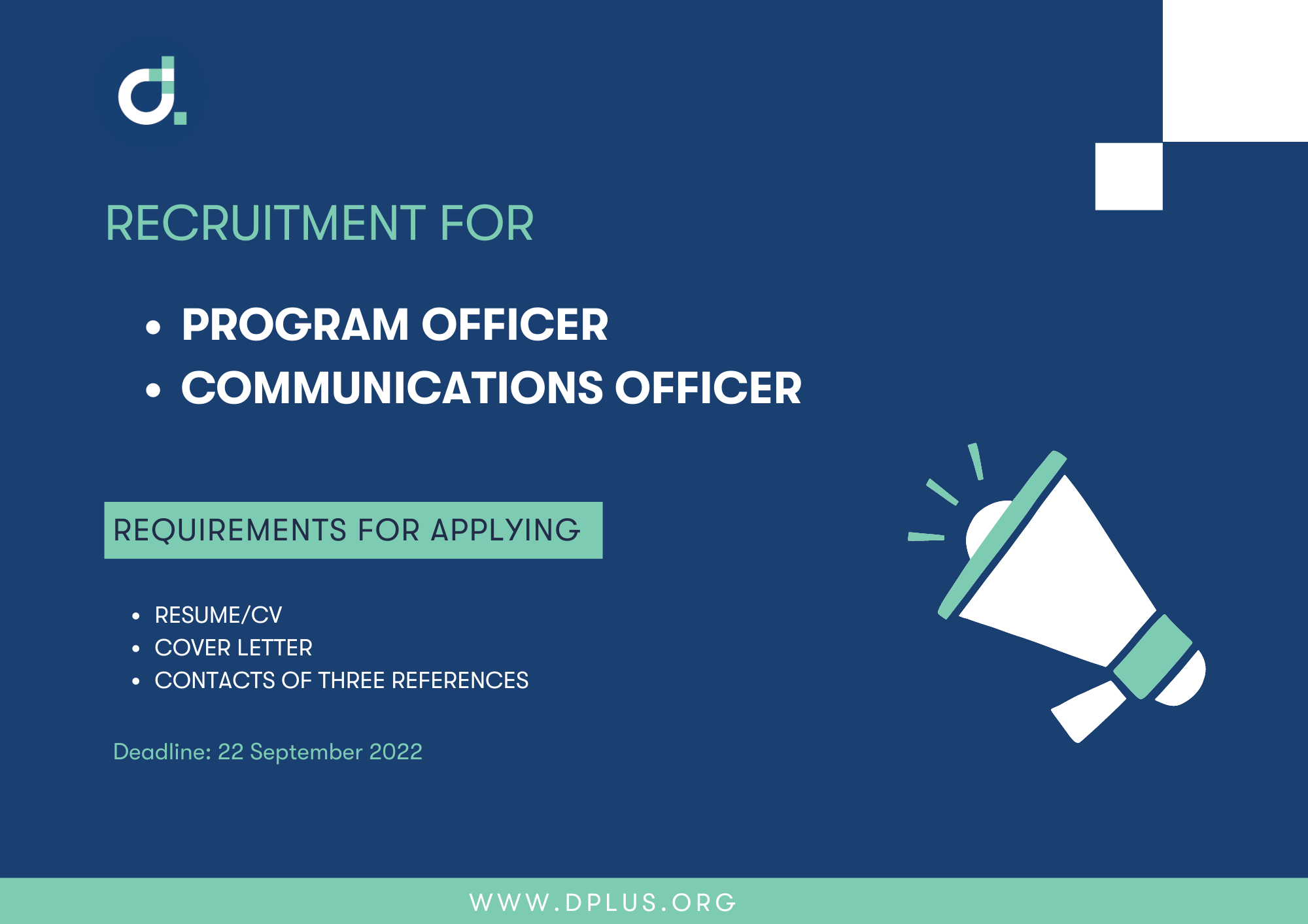 Recruitment for Program Officer and Communications Officer