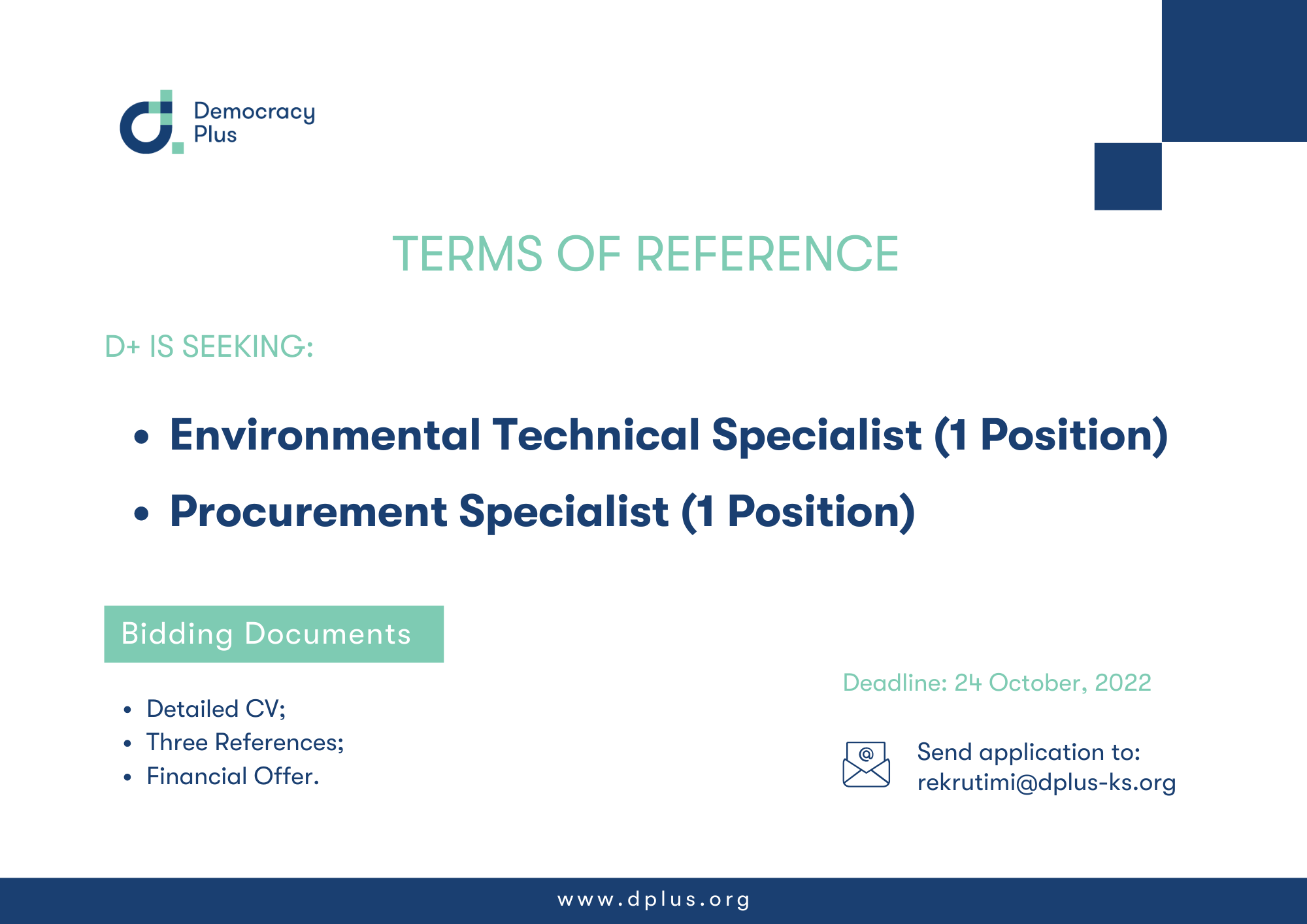 Terms of Reference for Procurement Specialist and Environmental Specialist