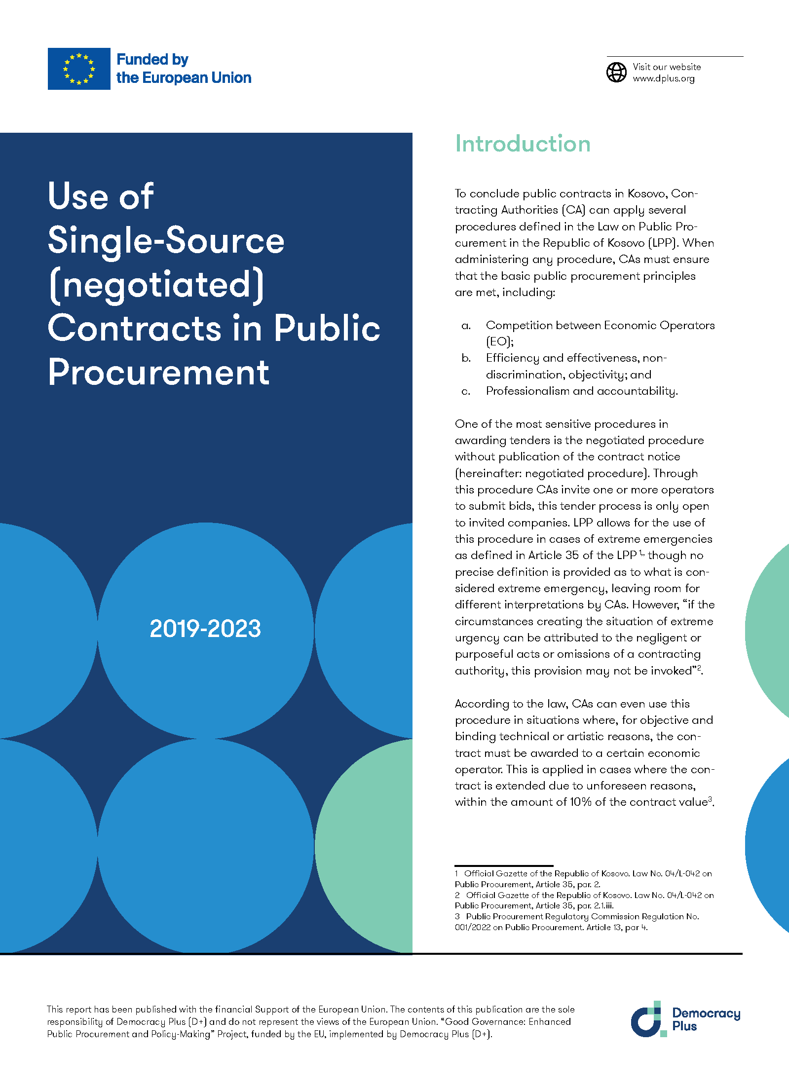 Use of Single-Source (negotiated) Contracts in Public Procurement